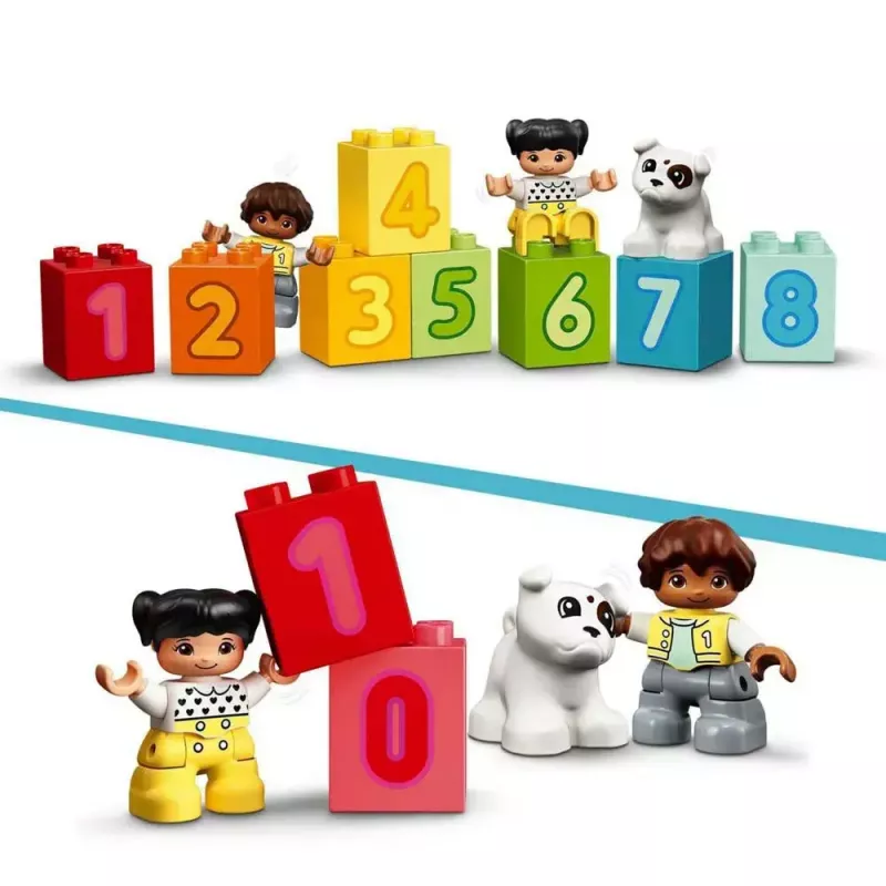 LEGO DUPLO Tren de los números 10954 – tren didáctico con vagones numerados para contar y clasificar