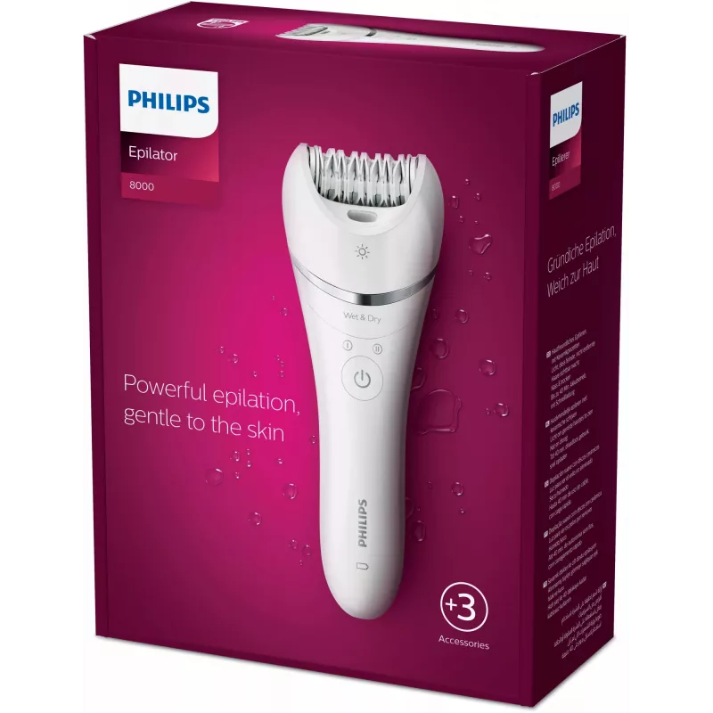 Depiladora Philips BRE700/00, 32 pinzas, húmedo y seco, inalámbrica, 40 min. de autonomía, 2 velocidades, lavable