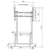 Soporte de suelo para pantalla plana portátil TECHLY Signage Display Mount ICA-TR30 — para pantallas de 55 a 100 inch, VESA 1200x600, carga máx. 150 kg, ruedas, negro