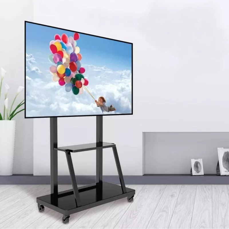 Soporte de suelo para pantalla plana portátil TECHLY Signage Display Mount ICA-TR30 — para pantallas de 55 a 100 inch, VESA 1200x600, carga máx. 150 kg, ruedas, negro