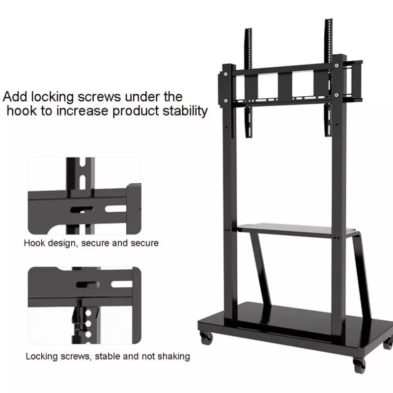 Soporte de suelo para pantalla plana portátil TECHLY Signage Display Mount ICA-TR30 — para pantallas de 55 a 100 inch, VESA 1200x600, carga máx. 150 kg, ruedas, negro