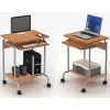 Mesa de ordenador TECHLY Compact ICA-TB S005 — mesa de ordenador compacta, tablero de MDF, bandeja extraíble para teclado, ruedas, 600×450×750 mm, haya