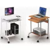 Mesa de ordenador TECHLY Compact ICA-TB S005 — mesa de ordenador compacta, tablero de MDF, bandeja extraíble para teclado, ruedas, 600×450×750 mm, haya