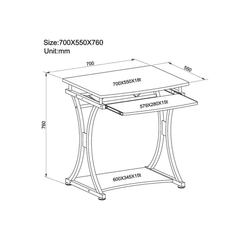 Techly Compact Desk para PC con bandeja extraíble para teclado, negro grafito ICA-TB 328BK