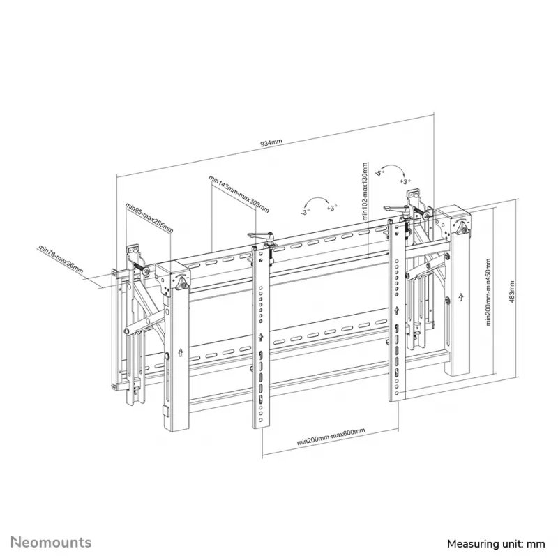 Soporte de pared para videowall Neomounts LED-VW2000 negro 32-75