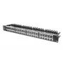 Panel de parcheo modular DIGITUS, apantallado 48 puertos, campo de etiquetado, 1U, montaje en rack, color negro RAL 9005