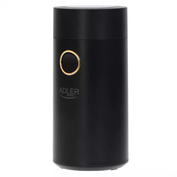 Molino de café con muelas cónicas Adler AD 4446bg — 150 W, depósito de granos 75 g, muelas de acero inoxidable, control por botones, negro