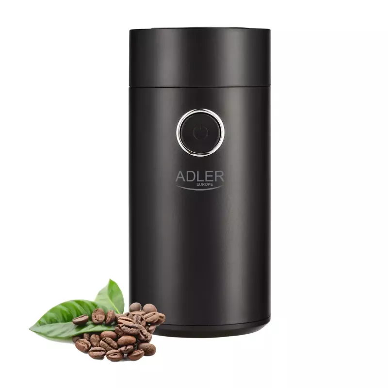 Molino de muelas Adler AD4446BS — 150 W, muelas de acero inoxidable, depósito de granos 75 g, negro