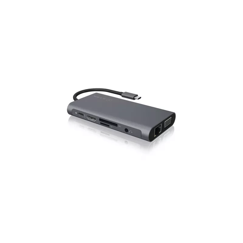ICY BOX IB-DK4040-CPD con cable USB 3.2 Gen 1 (3.1 Gen 1) Type-C antracita, negro