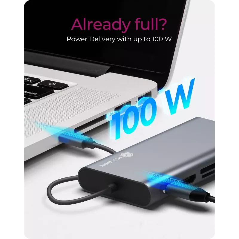 ICY BOX IB-DK4040-CPD con cable USB 3.2 Gen 1 (3.1 Gen 1) Type-C antracita, negro