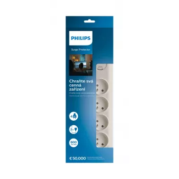 Protector contra sobretensiones Philips SPN7040WA/60 4 tomas AC 600 J 2 m Blanco