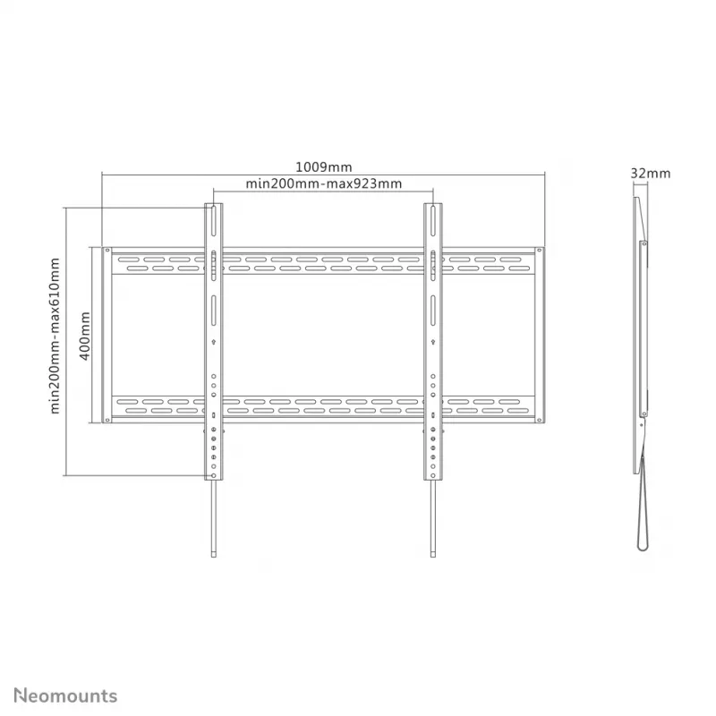 Soporte de pared para TV Neomounts LFD-W1000 60-100 inch - fijo, 152,4 cm (60 inch), 2,54 m (100 inch), 200 x 200 mm, 900 x 600 mm, acero, Negro