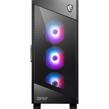 Caja de PC MSI MPG VELOX 100R Mid Tower Negra — ATX, 7 ranuras de expansión, 2 bahías de 3,5