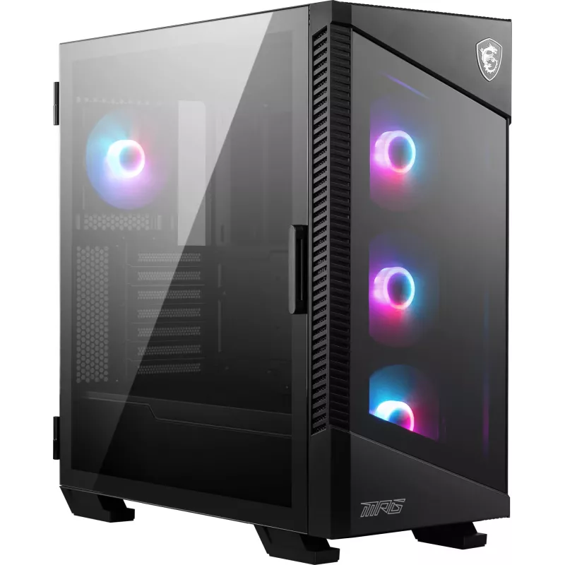 MSI MPG VELOX 100R caja de PC Mid Tower, E-ATX, cristal templado, 4 ventiladores ARGB de 120 mm, 2x USB 3.0 + 1x USB-C, 2x 3,5″ + 2x 2,5″ bahías, negra