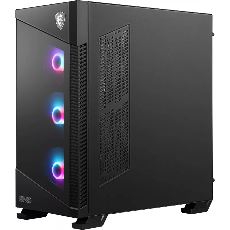 MSI MPG VELOX 100R caja de PC Mid Tower, E-ATX, cristal templado, 4 ventiladores ARGB de 120 mm, 2x USB 3.0 + 1x USB-C, 2x 3,5″ + 2x 2,5″ bahías, negra