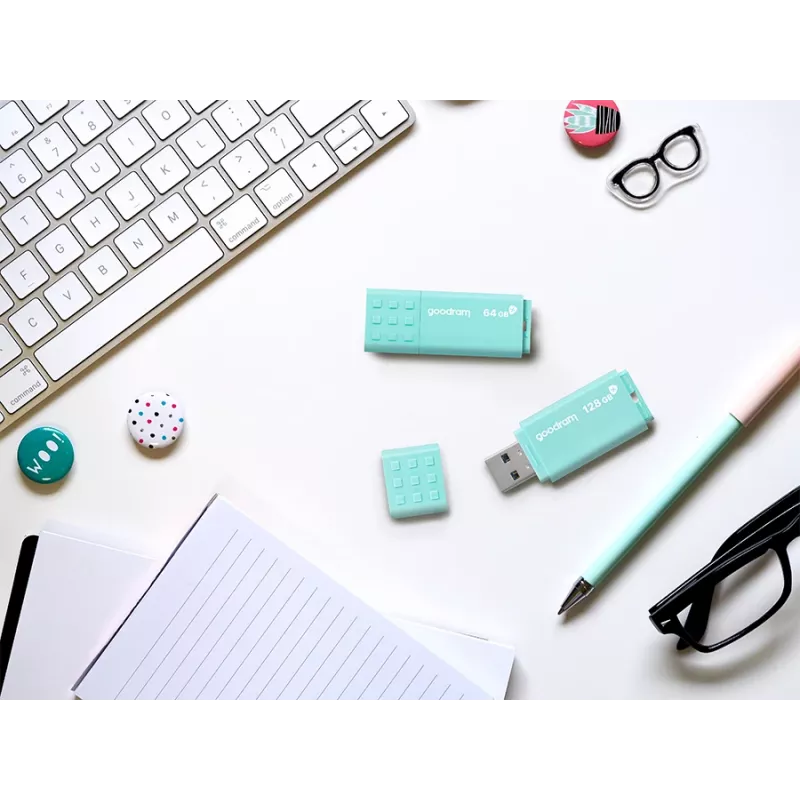 Memoria USB GOODRAM 64 GB USB Type-A 3.2 Gen 1 UME3, turquesa, lectura 60 MB/s, escritura 20 MB/s