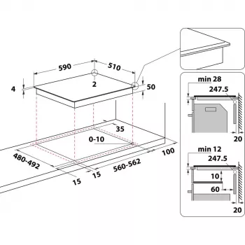 Placa de inducción integrable Whirlpool WS S4060 BF negra 60 cm 4 zonas