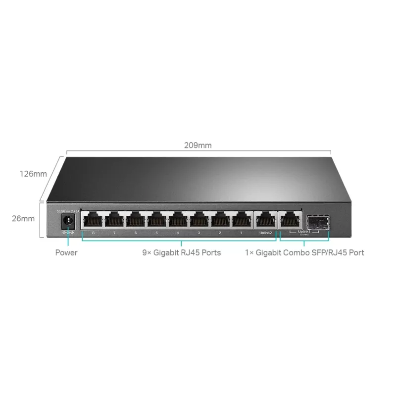 Switch gestionado TP-Link TL-SG1210MPE 10 puertos Gigabit con 8 puertos PoE+