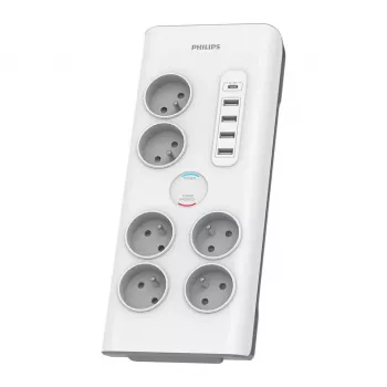Protector contra sobretensiones Philips SPN7060WA/60 blanco 6 tomas AC 2 m