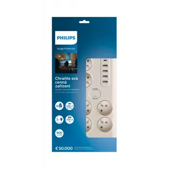 Protector contra sobretensiones Philips SPN7060WA/60 blanco 6 tomas AC 2 m