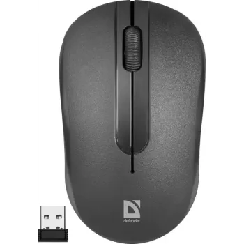 Ratón óptico inalámbrico DEFENDER HIT MM-495 RF, ambidiestro, 1600 DPI, receptor USB RF, negro