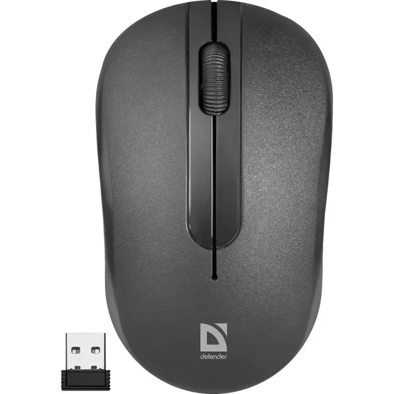 Ratón óptico inalámbrico DEFENDER HIT MM-495 RF, ambidiestro, 1600 DPI, receptor USB RF, negro