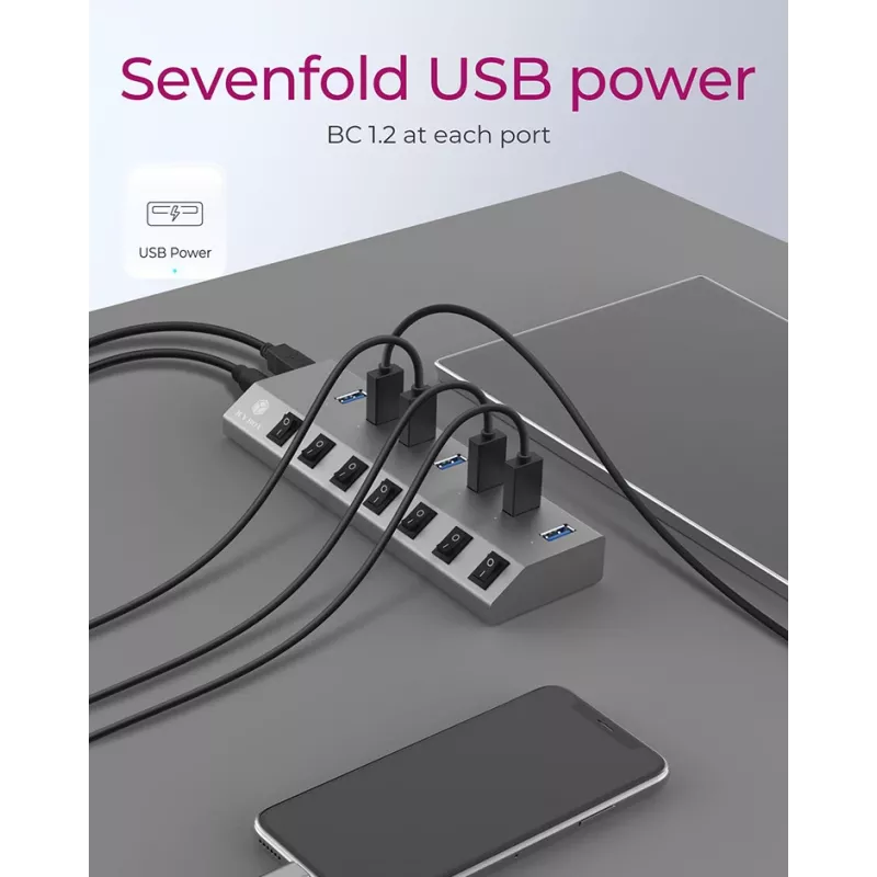 ICY BOX IB-HUB1701-C3 USB 3.2 Gen 1 (3.1 Gen 1) Type-B 5000 Mbit/s antracita
