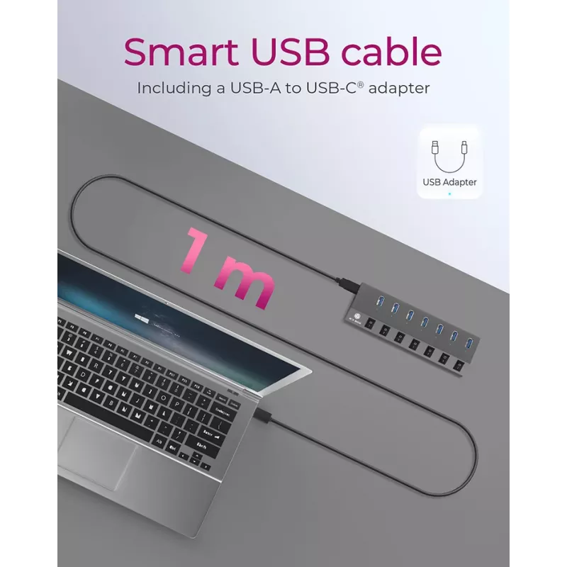 ICY BOX IB-HUB1701-C3 USB 3.2 Gen 1 (3.1 Gen 1) Type-B 5000 Mbit/s antracita