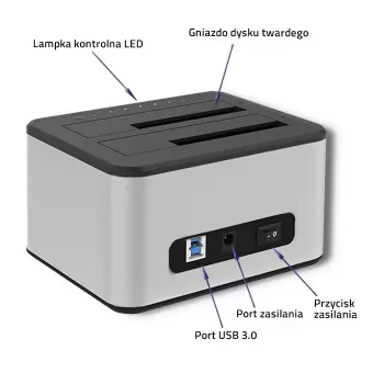 Docking station QOLTEC 5316 para 2x HDD/SSD de 2,5/3,5 pulgadas, SATA, USB 3.0 (5 Gb/s), carcasa de aluminio