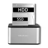 Docking station QOLTEC 5316 para 2x HDD/SSD de 2,5/3,5 pulgadas, SATA, USB 3.0 (5 Gb/s), carcasa de aluminio