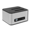 Docking station QOLTEC 5316 para 2x HDD/SSD de 2,5/3,5 pulgadas, SATA, USB 3.0 (5 Gb/s), carcasa de aluminio