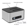 Docking station QOLTEC 5316 para 2x HDD/SSD de 2,5/3,5 pulgadas, SATA, USB 3.0 (5 Gb/s), carcasa de aluminio