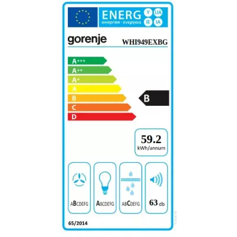 Campana extractora Gorenje WHI949EXBG de pared plateada, acero inoxidable 608 m³/h