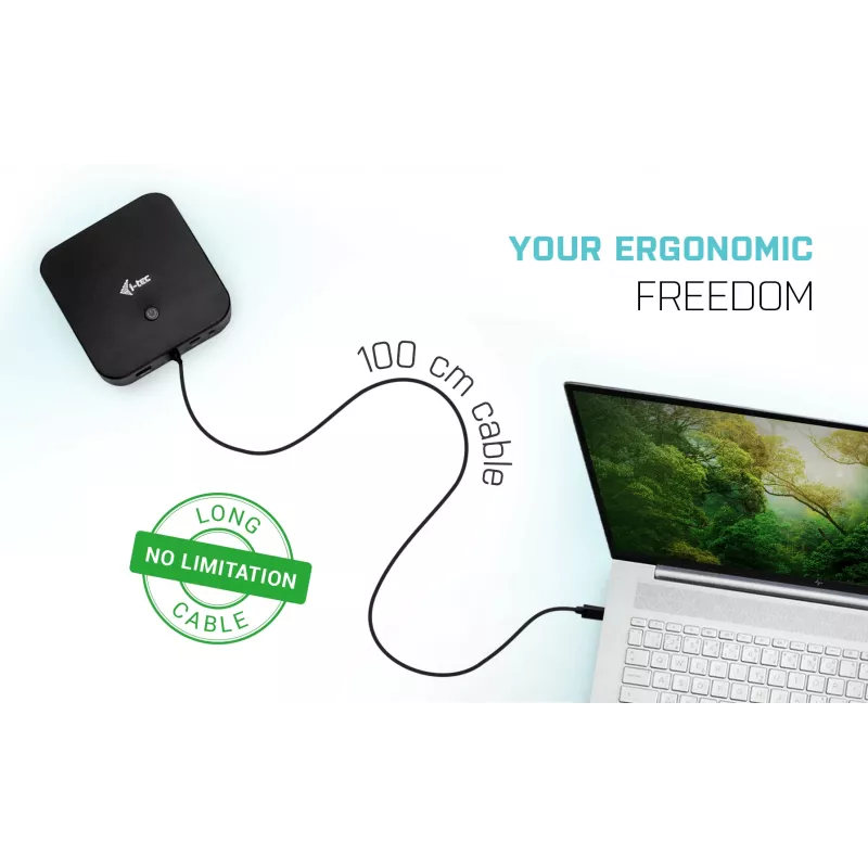Docking station i-tec USB-C HDMI DP con Power Delivery 100 W + cargador universal 100 W