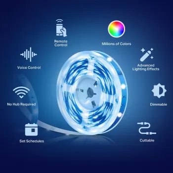 TP-Link Tapo Tira de luz inteligente Wi-Fi, luz de tira universal, ambiente, interior/exterior, cinta adhesiva, multicolor, variable