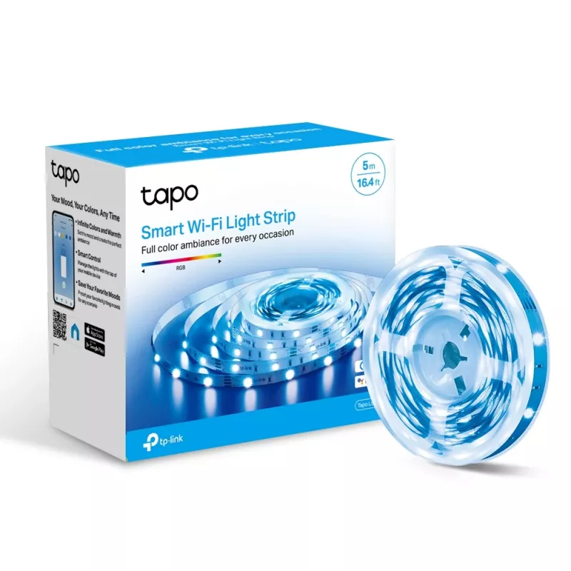 TP-Link Tapo Tira de luz inteligente Wi-Fi, luz de tira universal, ambiente, interior/exterior, cinta adhesiva, multicolor, variable