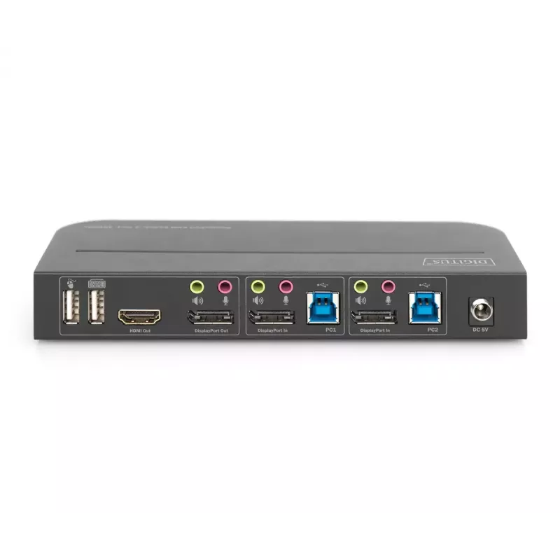 Switch KVM DIGITUS, 2x1 DP, salida DP/HDMI, USB 4Kx2K@60Hz