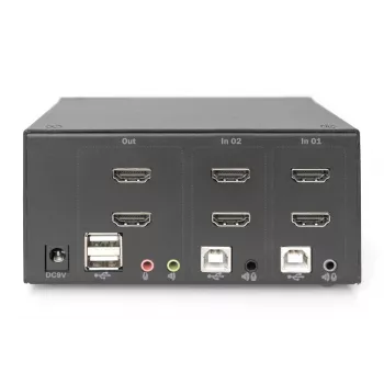Switch KVM DIGITUS, 2 puertos, doble pantalla, 4K, HDMI