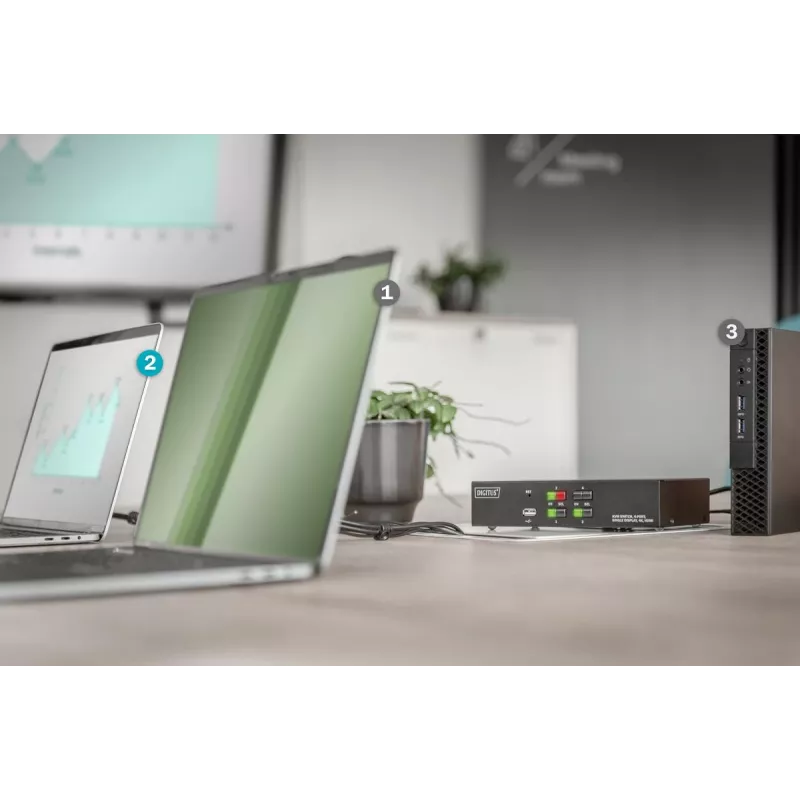 Switch KVM Digitus 4 puertos pantalla única 4K HDMI