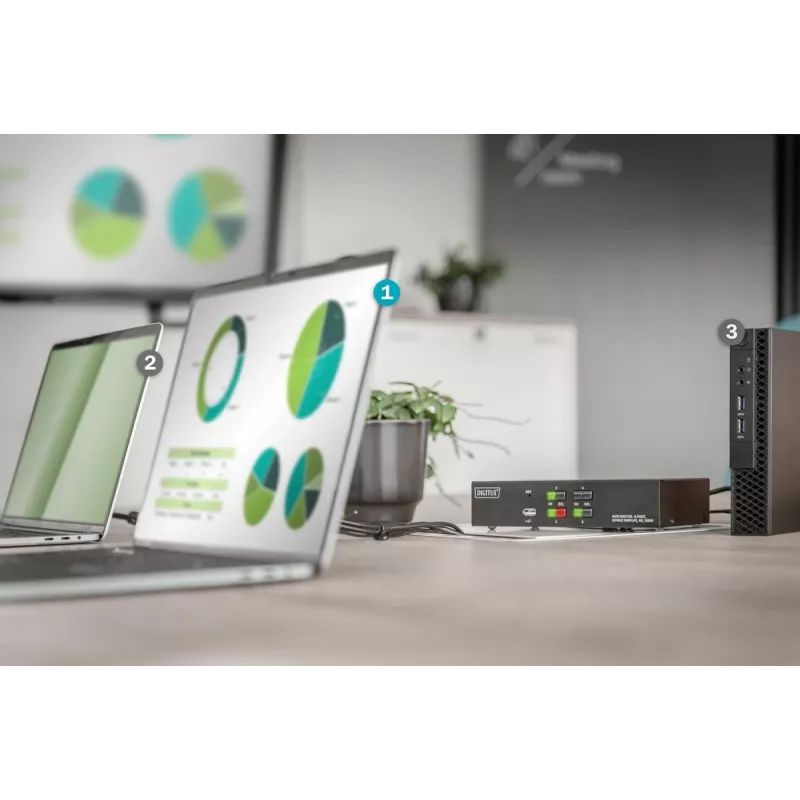 Switch KVM Digitus 4 puertos pantalla única 4K HDMI