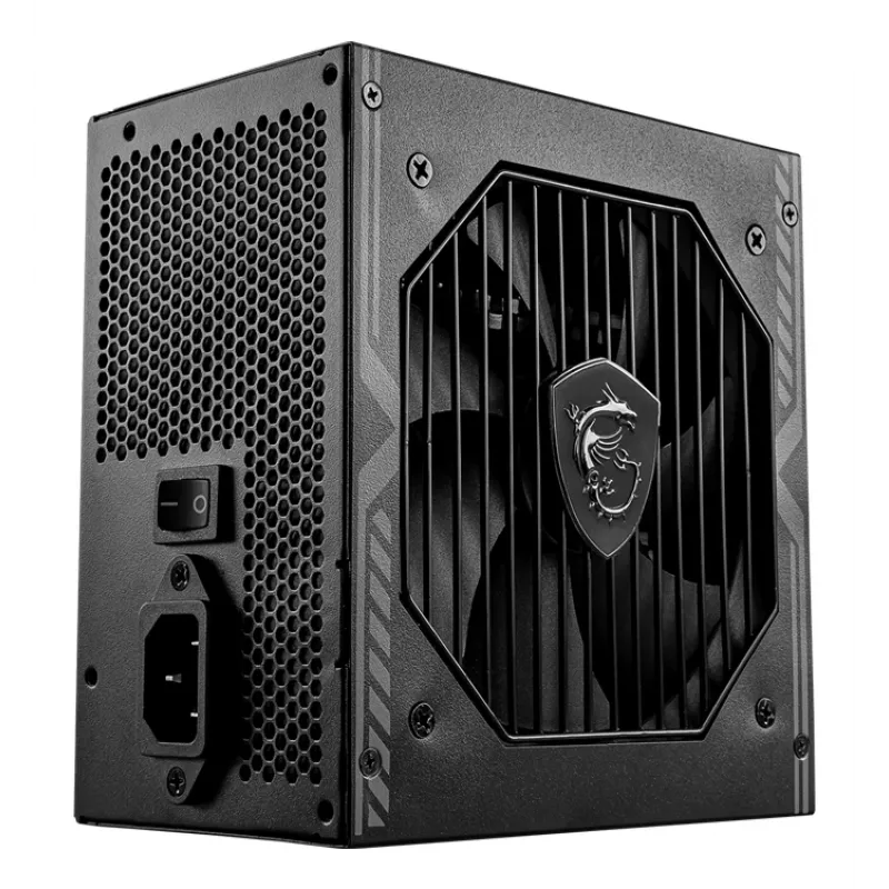MSI MAG A550BN UK Fuente de alimentación '550W, certificada 80 Plus Bronze, 12V Single-Rail, circuito DC-DC, ventilador de 120mm, no modular, cables enfundados, fuente de alimentación ATX, cable de red UK, negro'