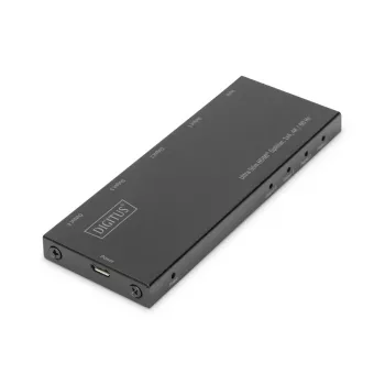 Splitter HDMI ultra slim DIGITUS, 1x4, 4K/60Hz HDR, HDCP 2.2, 18 Gbps, alimentado por Micro USB