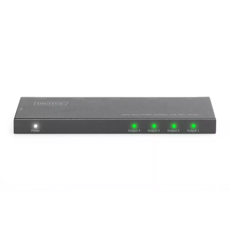 Splitter HDMI ultra slim DIGITUS, 1x4, 4K/60Hz HDR, HDCP 2.2, 18 Gbps, alimentado por Micro USB