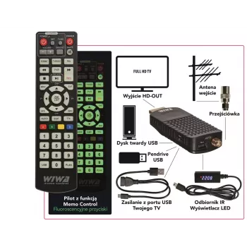 Receptor DVB-T/DVB-T2 WIWA H.265 MINI — sintonizador digital terrestre H.265 HD, Full HD, HDMI, USB, 5V/1,5A