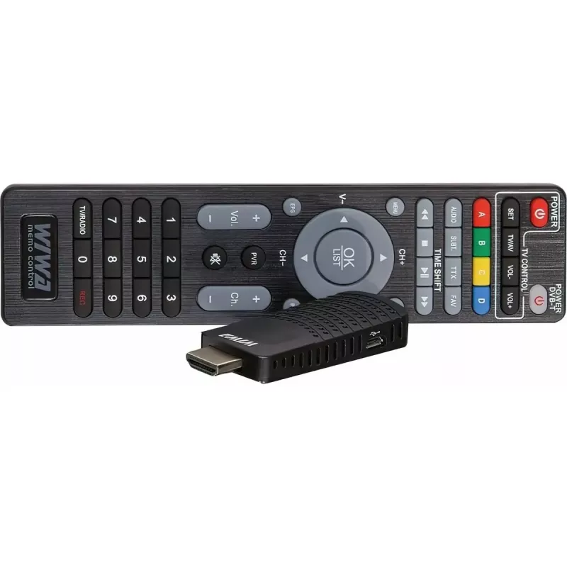 WIWA H.265 MINI receptor DVB-T/DVB-T2, H.265/HEVC, Full HD 1080p, HDMI, mini USB, PVR, negro