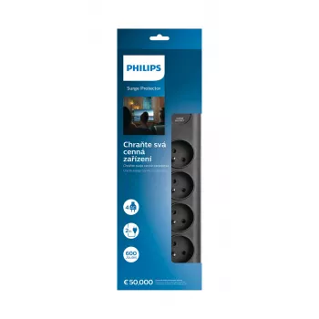 Protección contra sobretensiones Philips SPN7040BA/60 6 tomas AC 600 J 2 m Negro