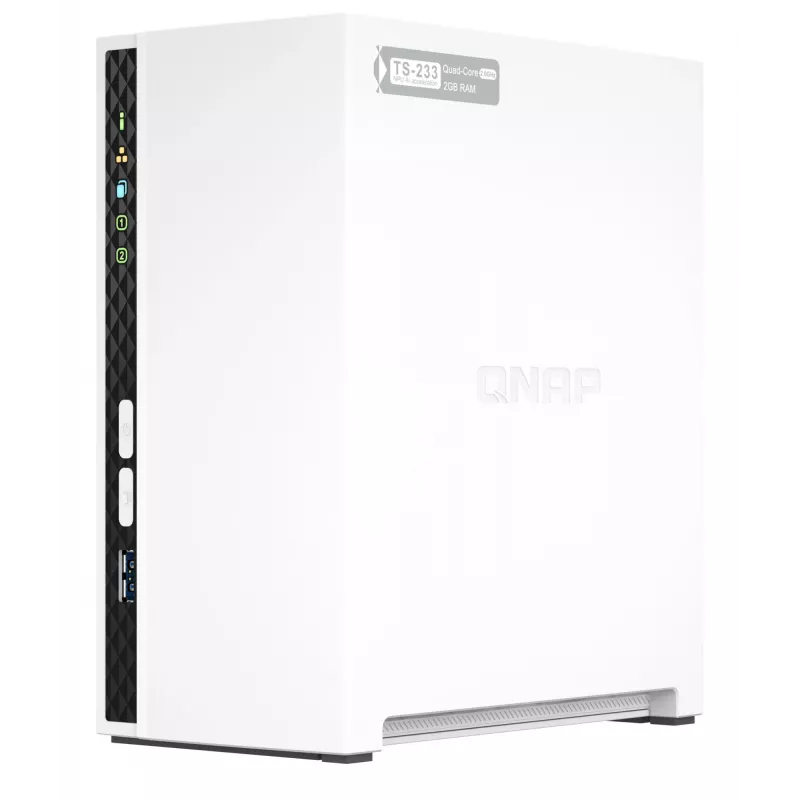 QNAP TS-233 Servidor NAS/Almacenamiento Torre ARM Cortex-A55 2 GB 0 TB QNAP QTS Blanco
