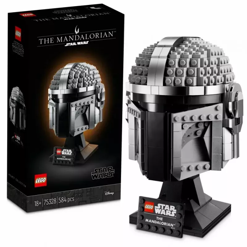Juguete de construcción LEGO Casco Mandaloriano 75328 — modelo de exposición Star Wars, pieza de coleccionista para construir, 584 piezas, edad 18+