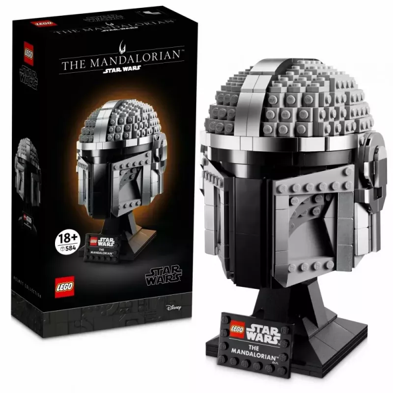 Juguete de construcción LEGO Casco Mandaloriano 75328 — modelo de exposición Star Wars, pieza de coleccionista para construir, 584 piezas, edad 18+