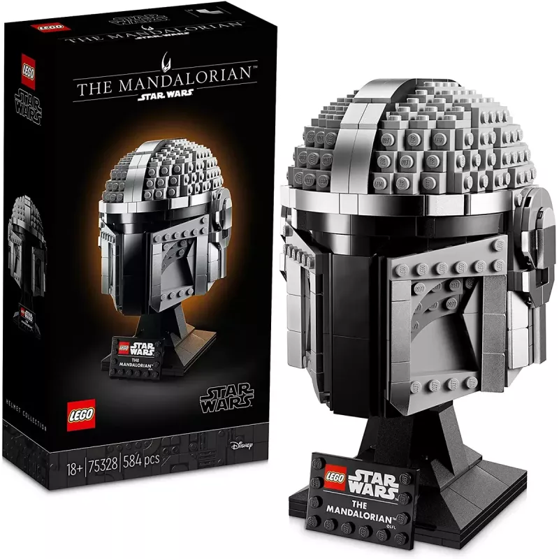 Juguete de construcción LEGO Casco Mandaloriano 75328 — modelo de exposición Star Wars, pieza de coleccionista para construir, 584 piezas, edad 18+
